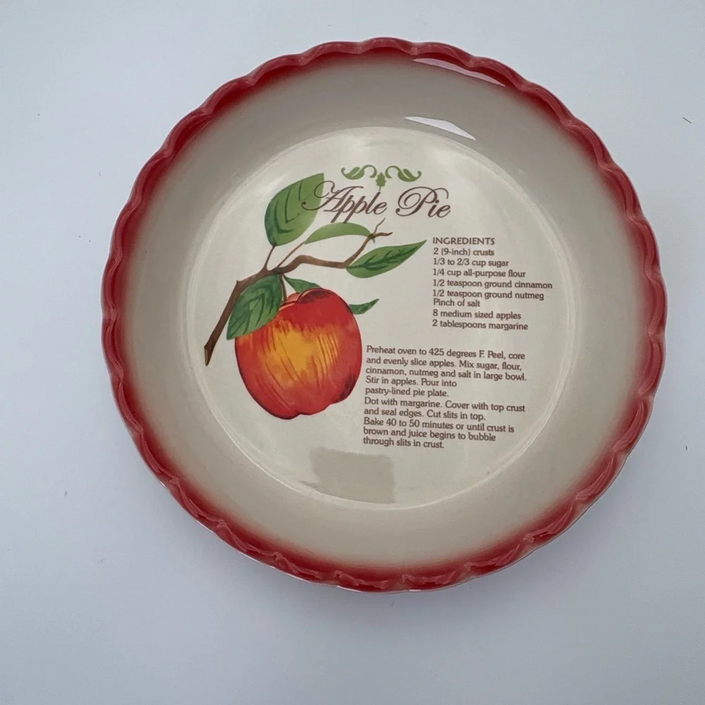 Red and Cream Apple Pie Recipe Dish